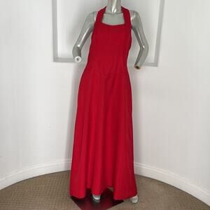 Unbranded Vintage  Women Halter  A-line Maxi Dress Red